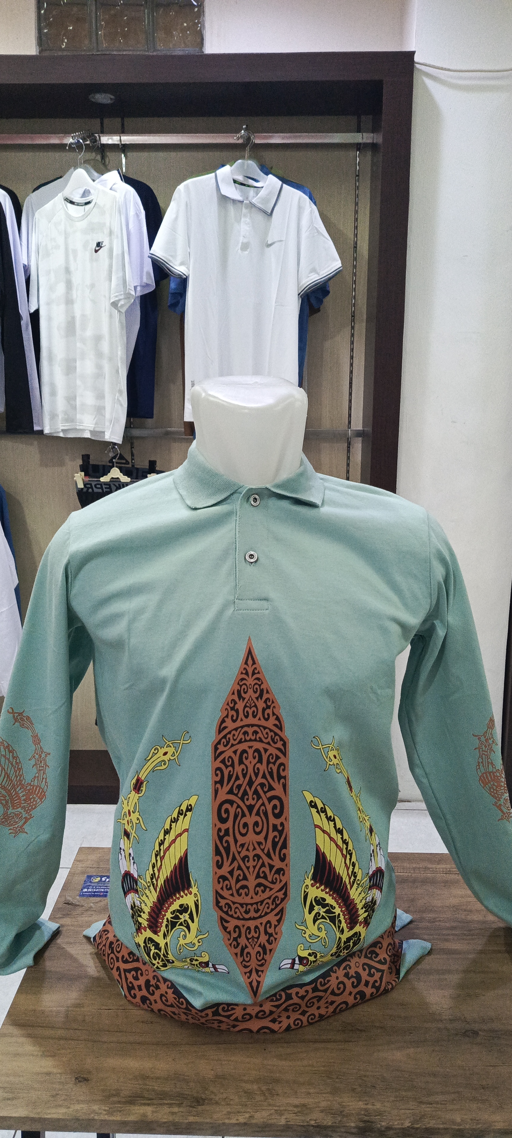 Polo Dayak Telawang Tingang Ellanor Combed 24s Aqua Haze (Panjang)