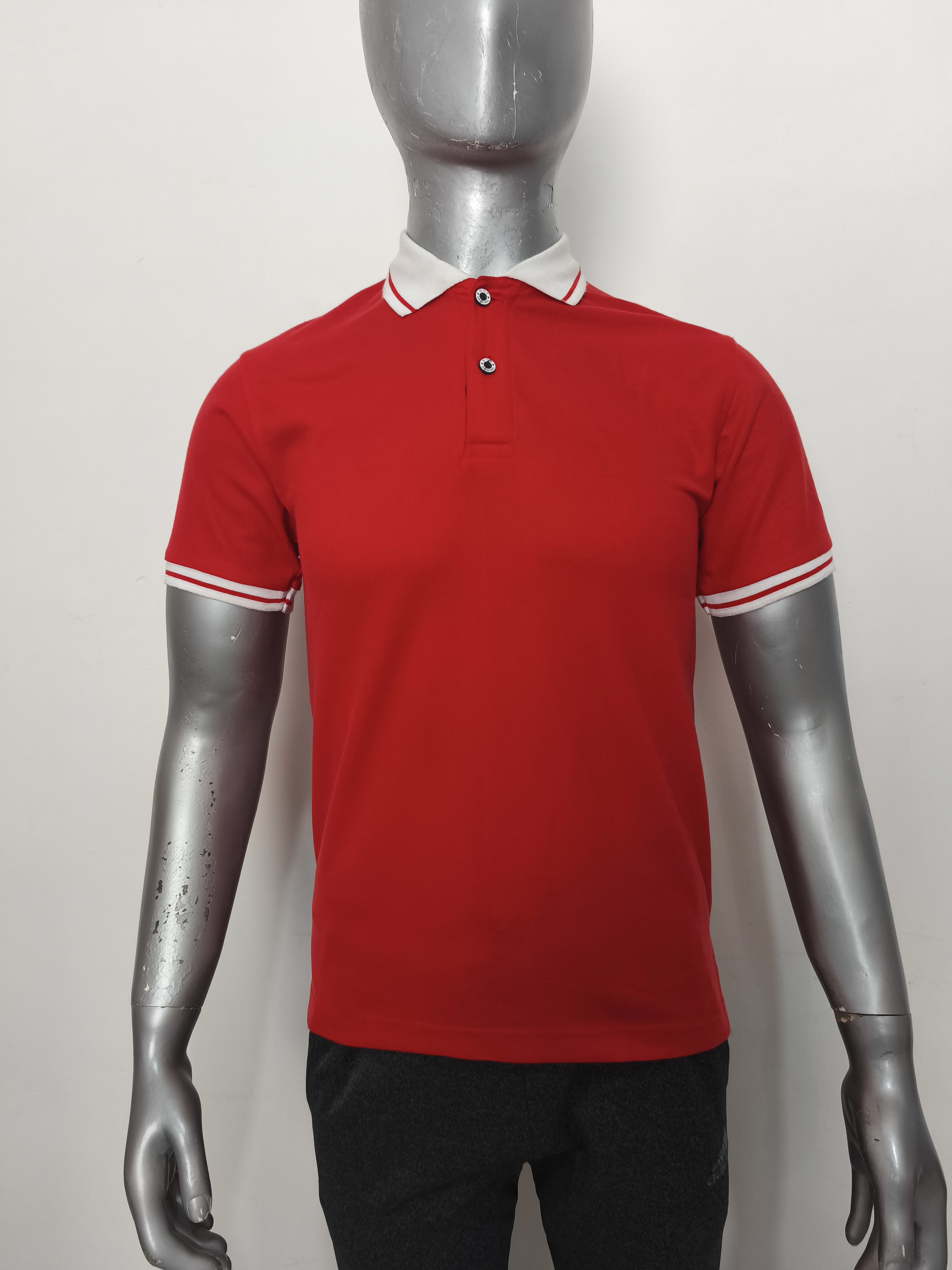 Polo Kombinasi 607 Lacos PE Merah/Putih (Pendek)