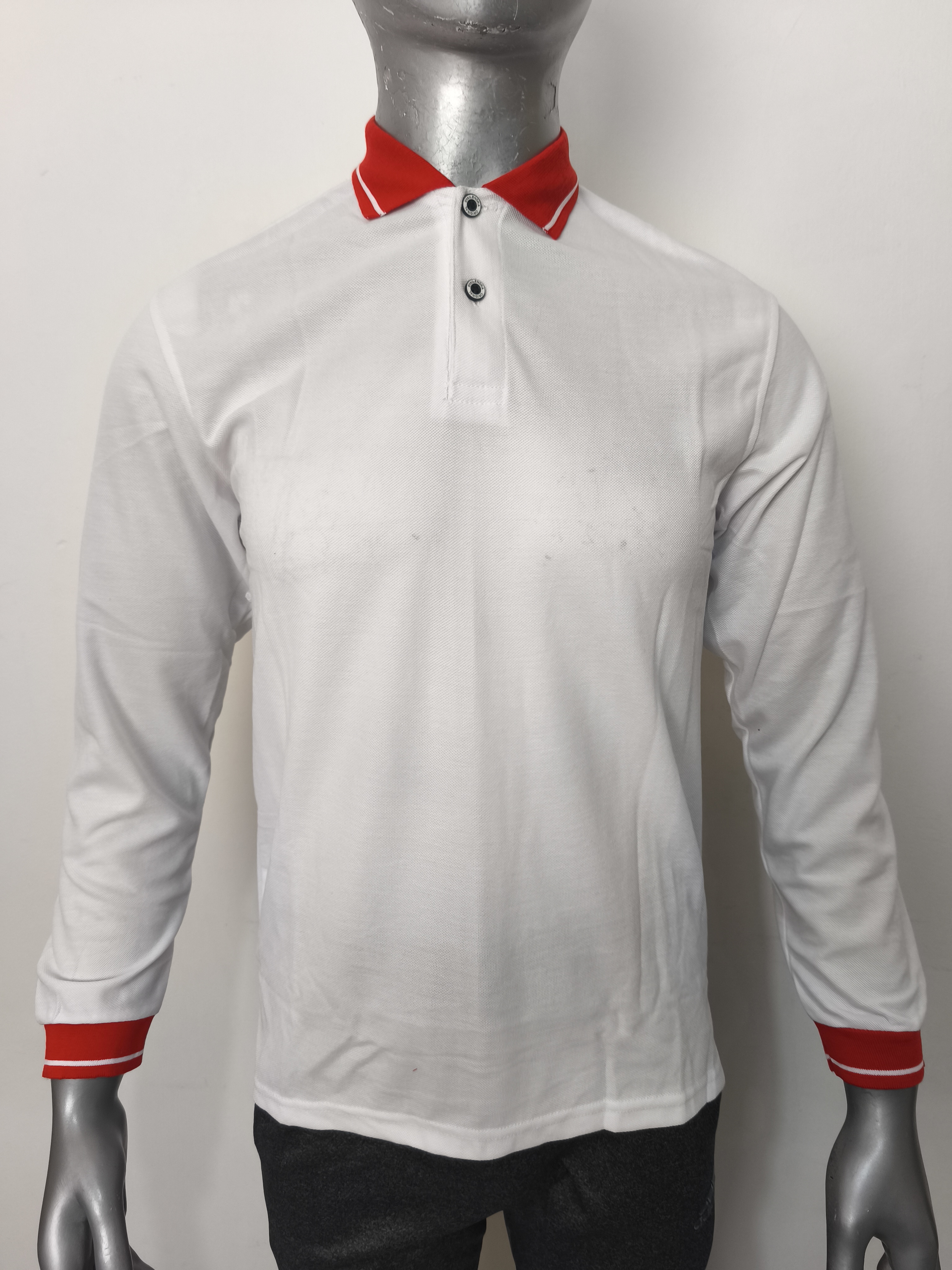 Polo Kombinasi 607 Lacos PE Putih/Merah (Panjang)
