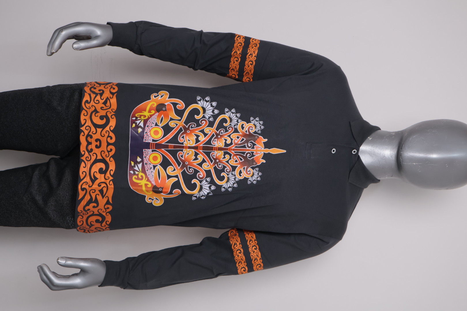 Polo Dayak Batang Garing Berkah Ellanor Combed 24s Abu Tua (Panjang)