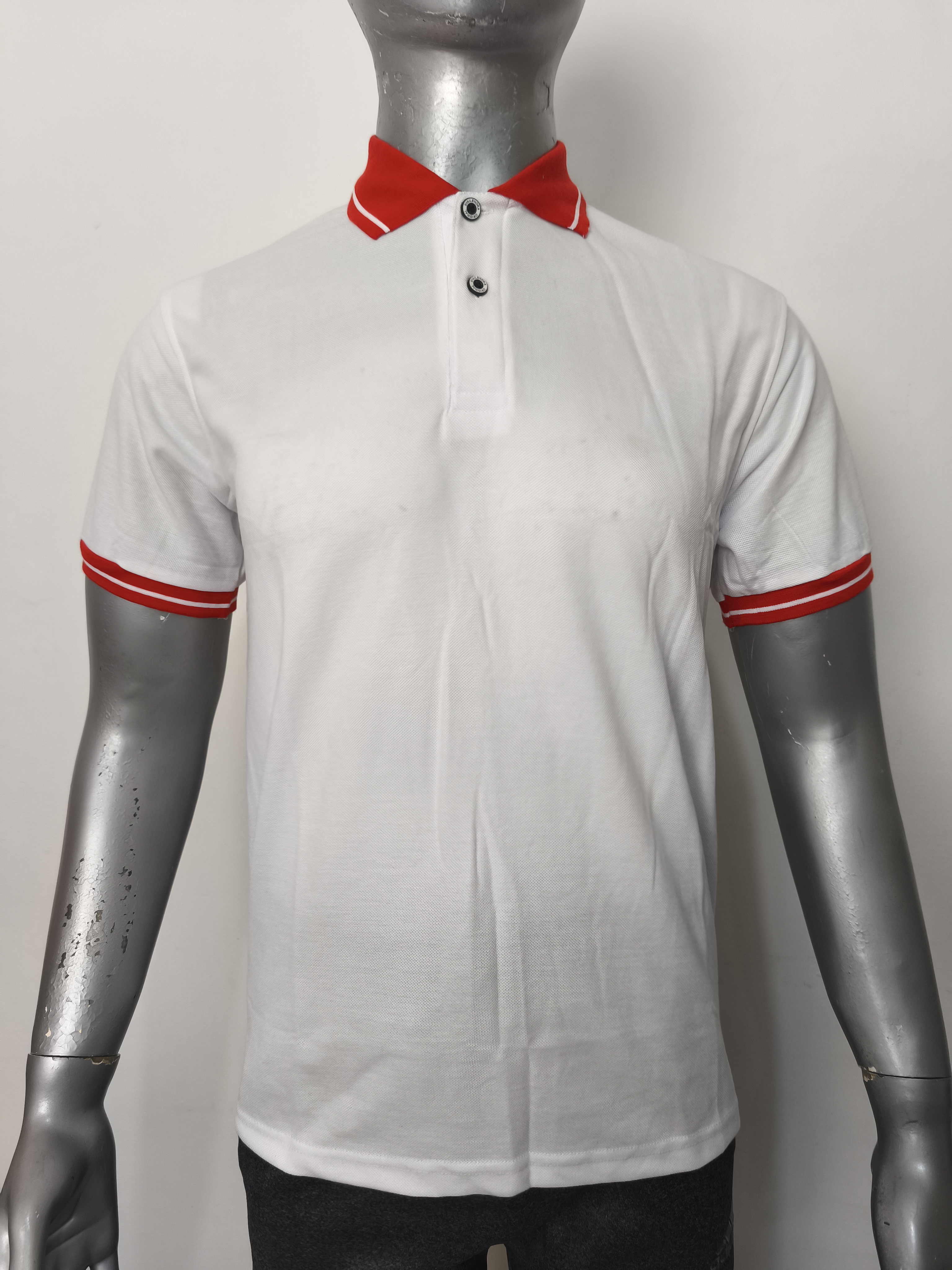 Polo Kombinasi 607 Lacos PE Putih/Merah (Pendek)