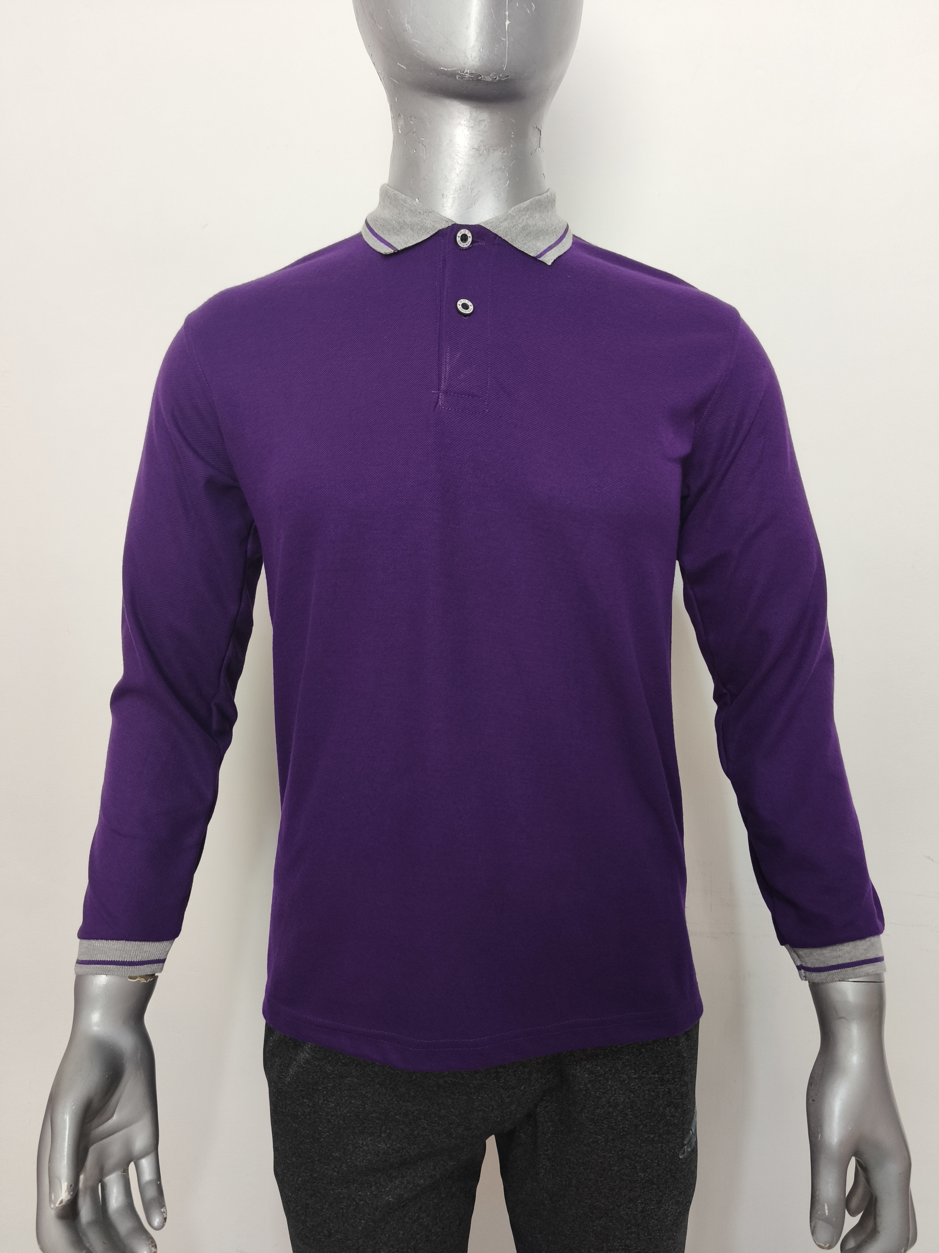 Polo Kombinasi 607 Lacos PE Ungu Tua / Abu (Panjang)