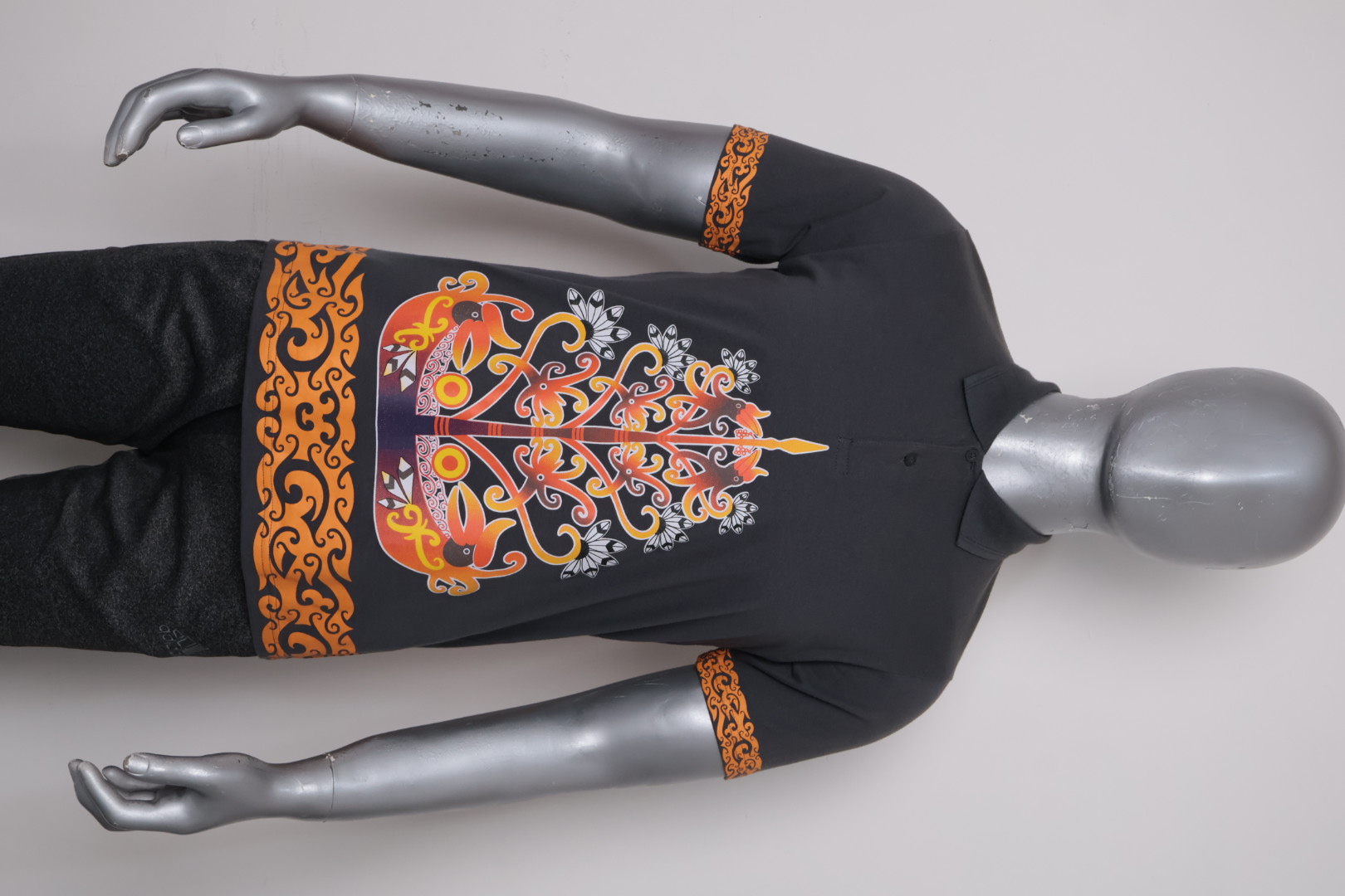 Polo Dayak Batang Garing Berkah Ellanor Combed 24s Abu Tua (Pendek)