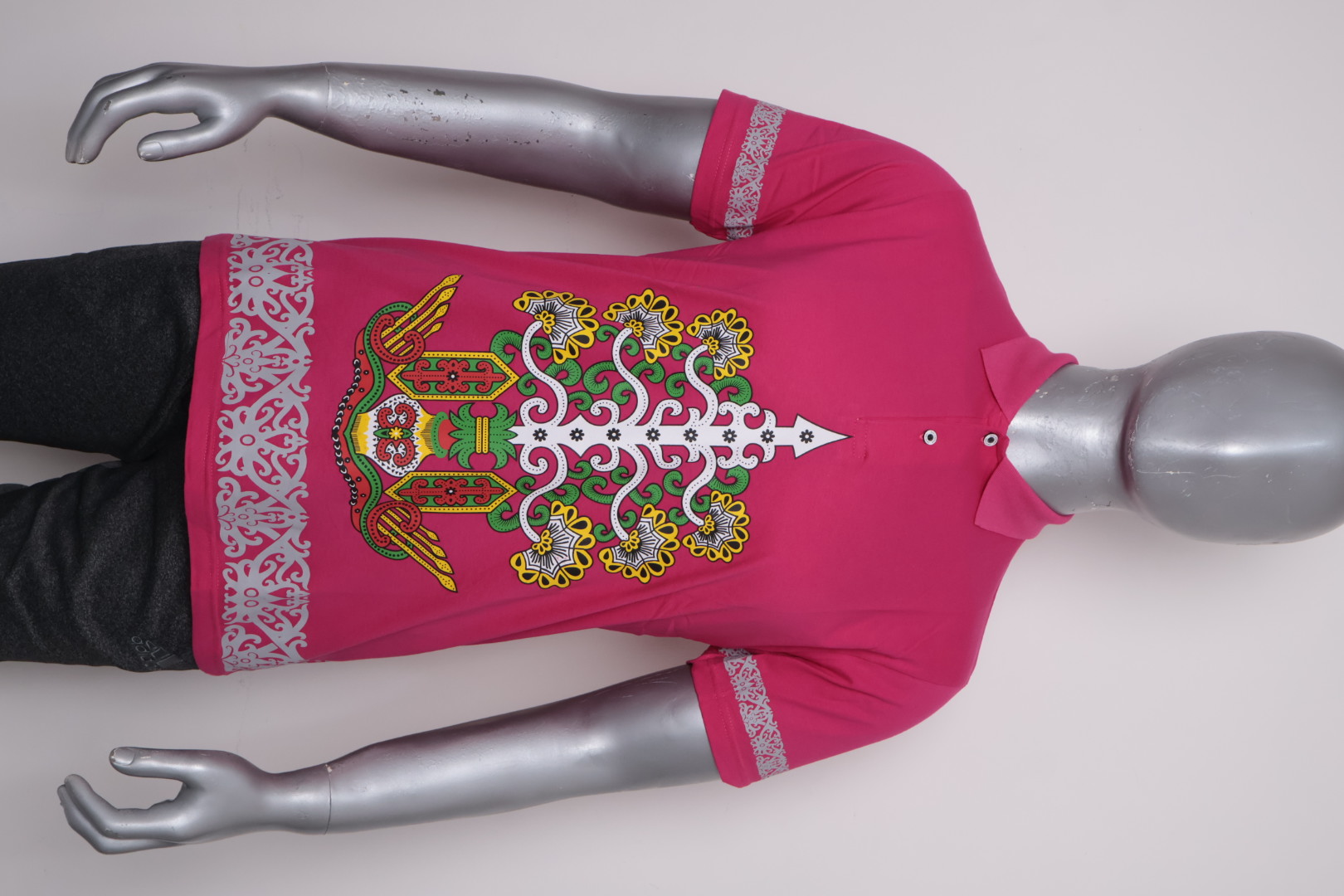 Polo Dayak Batang Garing 2 Abdul Combed 24s Fuchsia (Pendek)