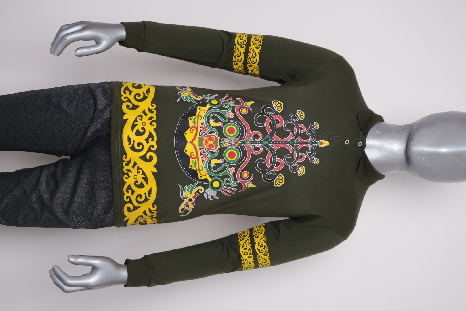 Polo Dayak Batang Garing 4 Abdul Combed 24s Army Green (Panjang)