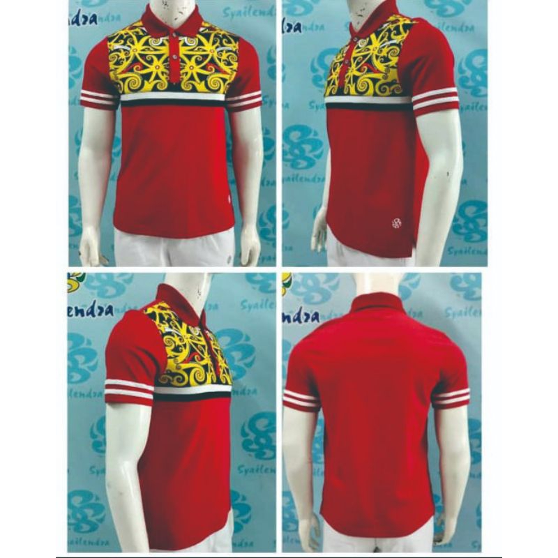 Polo Dayak Kahayan Print Mars AR Red/Yellow/White/Black (Panjang)