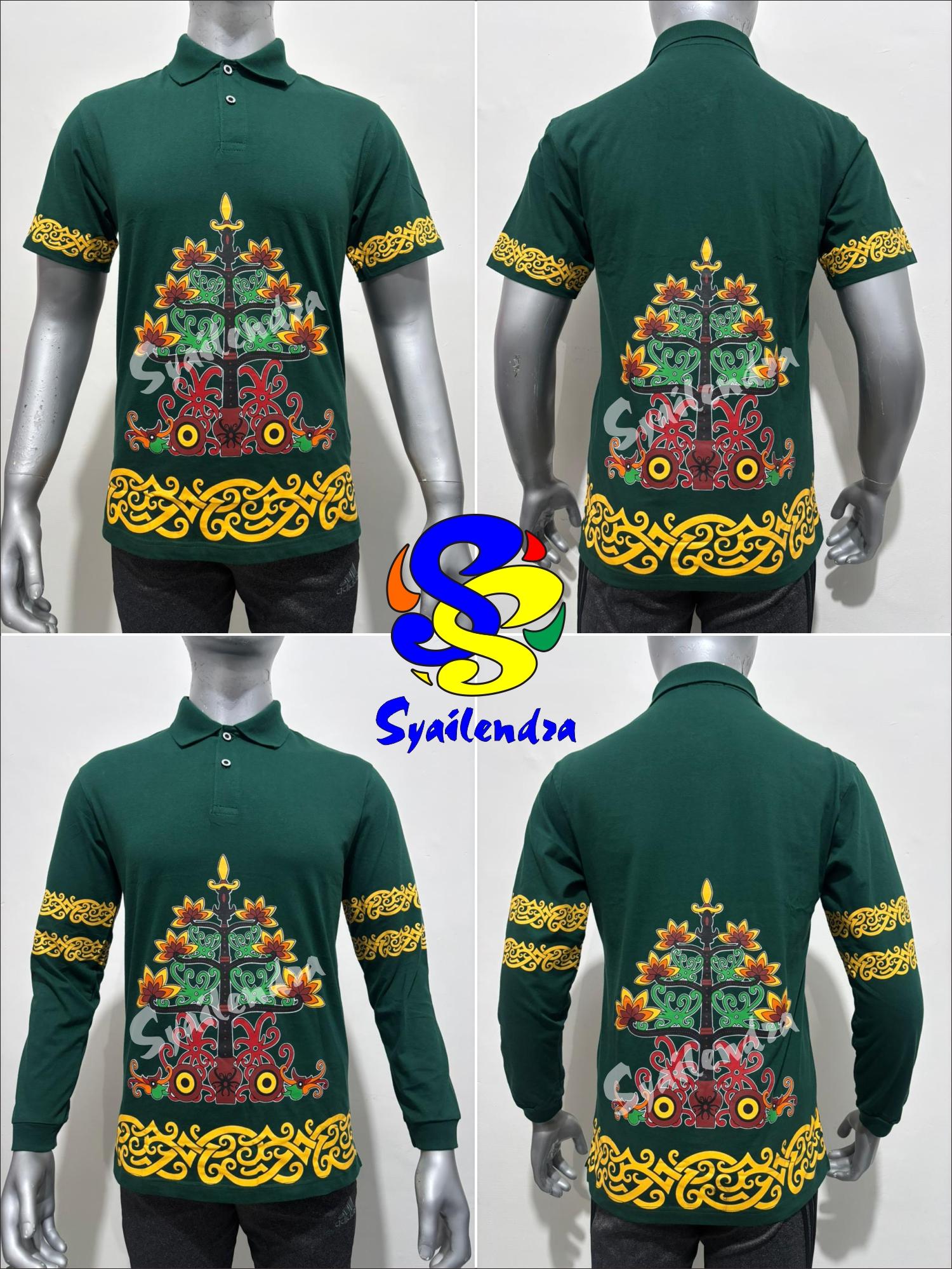 Polo Dayak Batang Garing Jawaw 607 Semi Combed 24s Hijau Botol (Panjang)