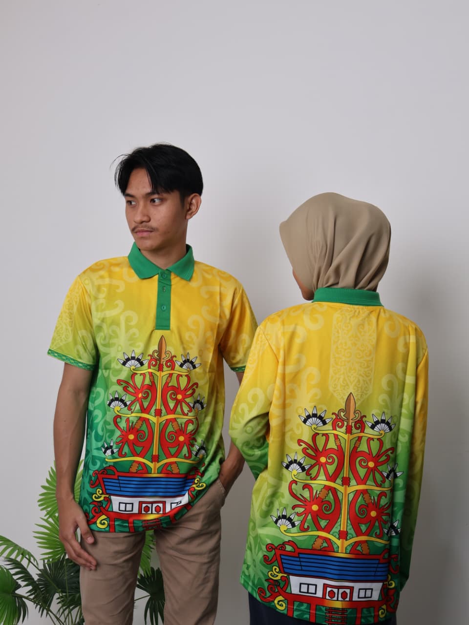 Polo Jersey Dayak Batang Garing Betang Kreasi Brazil Kuning/Hijau (Panjang)