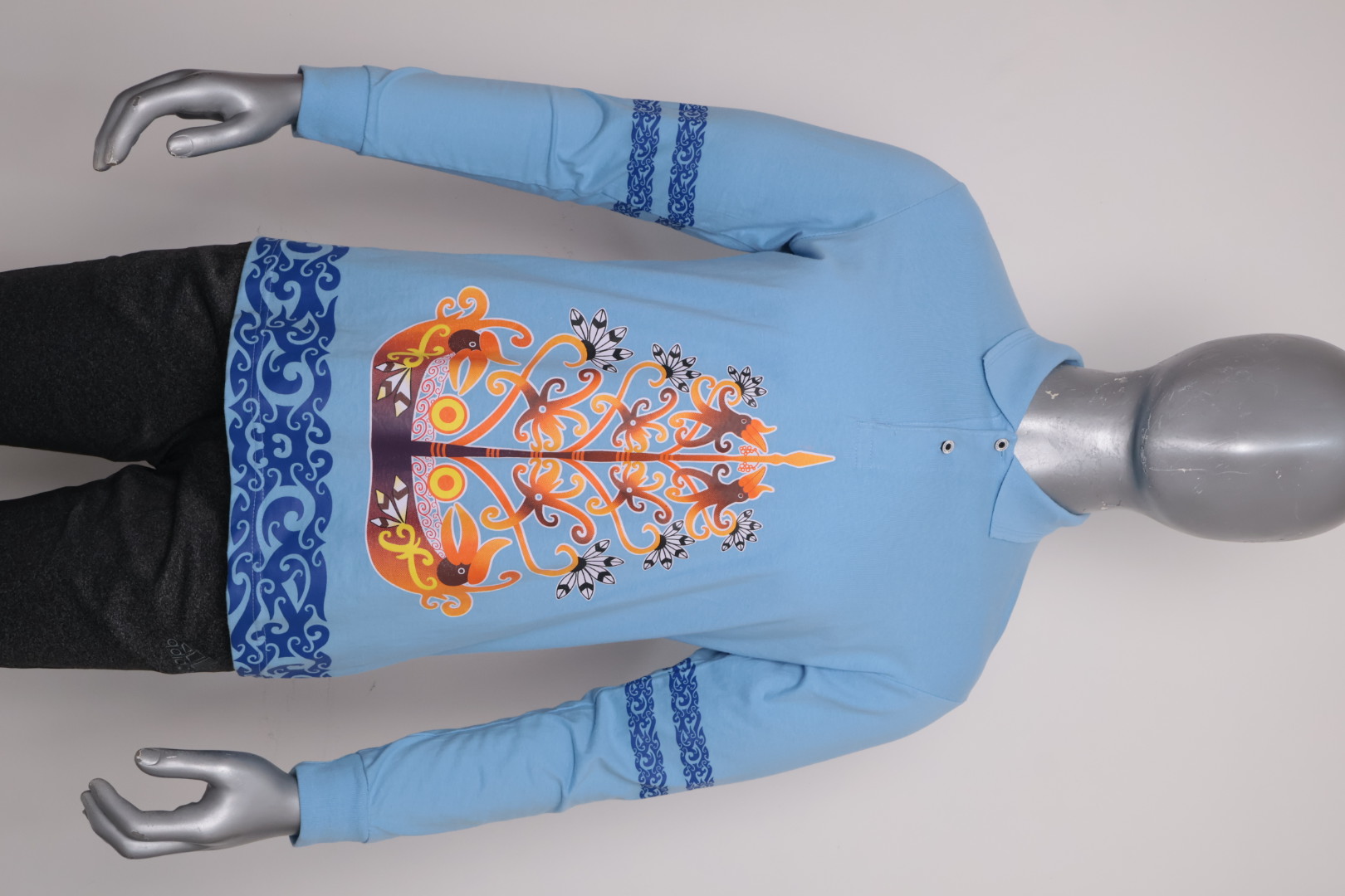 Polo Dayak Batang Garing Berkah Ellanor Combed 24s Biru Muda (Panjang)