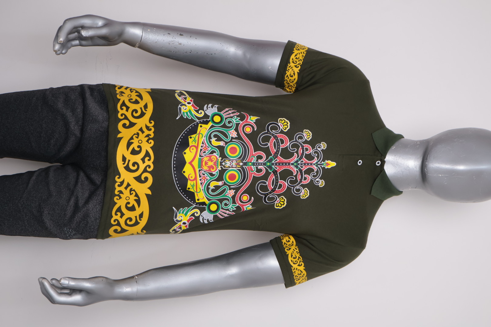 Polo Dayak Batang Garing 4 Abdul Combed 24s Army Green (Pendek)