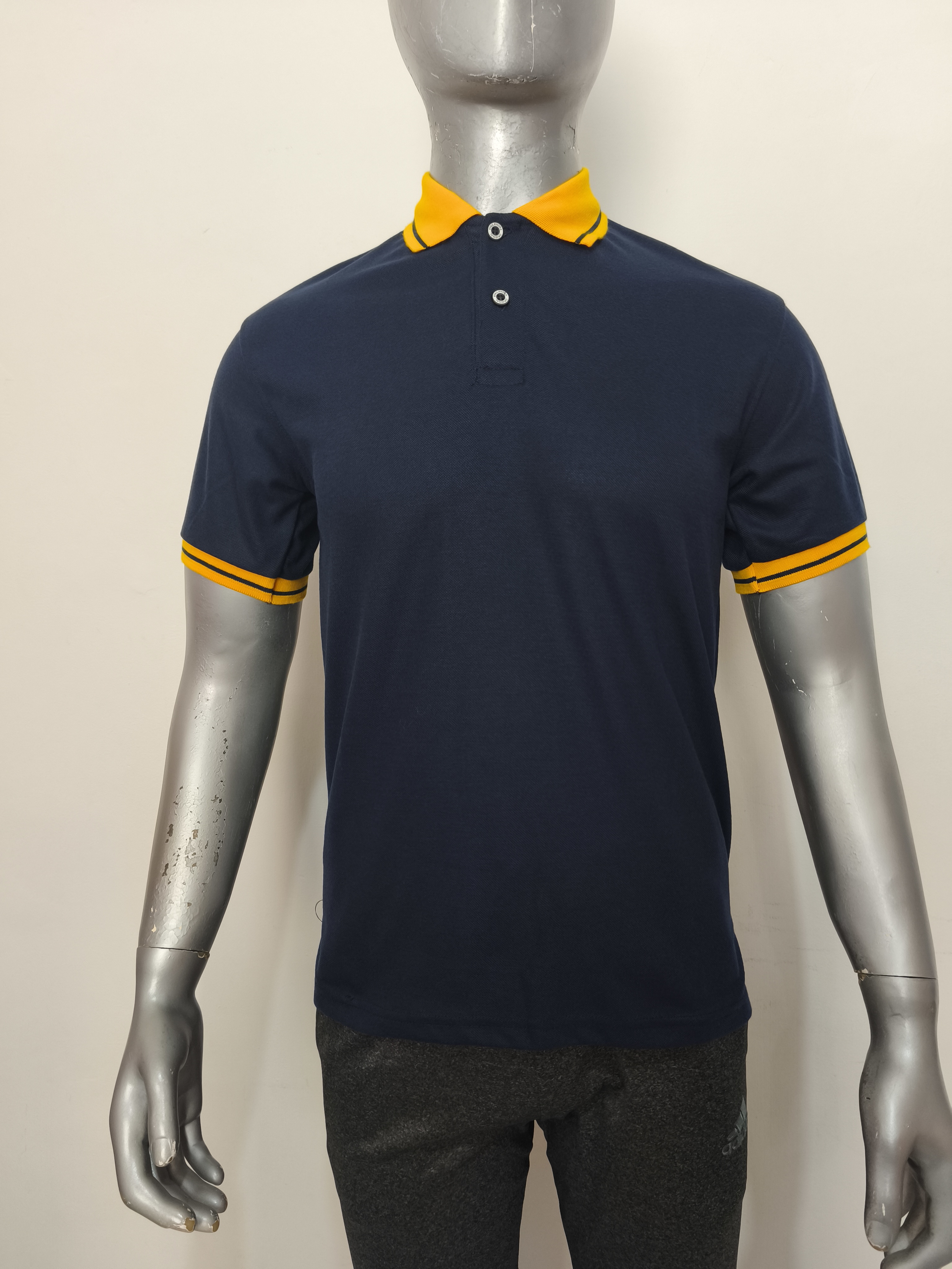 Polo Kombinasi 607 Lacos PE Navy/Kuning (Pendek)